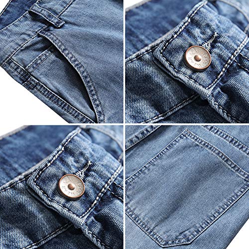 Longbida Men's Loose Fit Denim Cargo Shorts With Multi Pockets(Blue,38) #TOP3