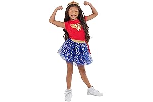 DC Comics Justice League Wonder Woman Girls Costume T-Shirt Tulle Skirt Headband...