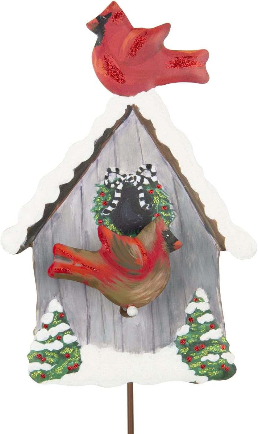The Round Top Collection - Cardinal Couple Birdhouse - Metal