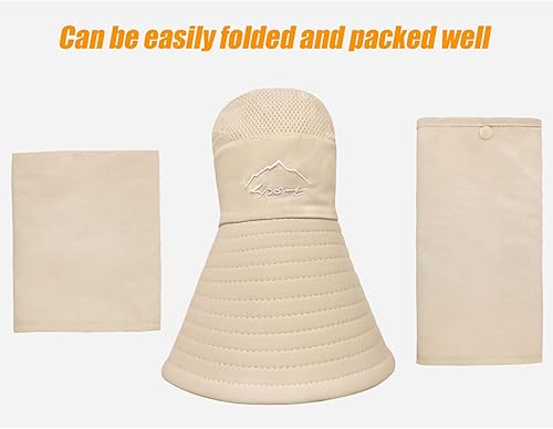 Miniatura 6 de Sombrero de pesca para hombres y mujeres, sombrero de ala ancha con protección solar UV para exteriores con cubierta facial y solapa para el cuello