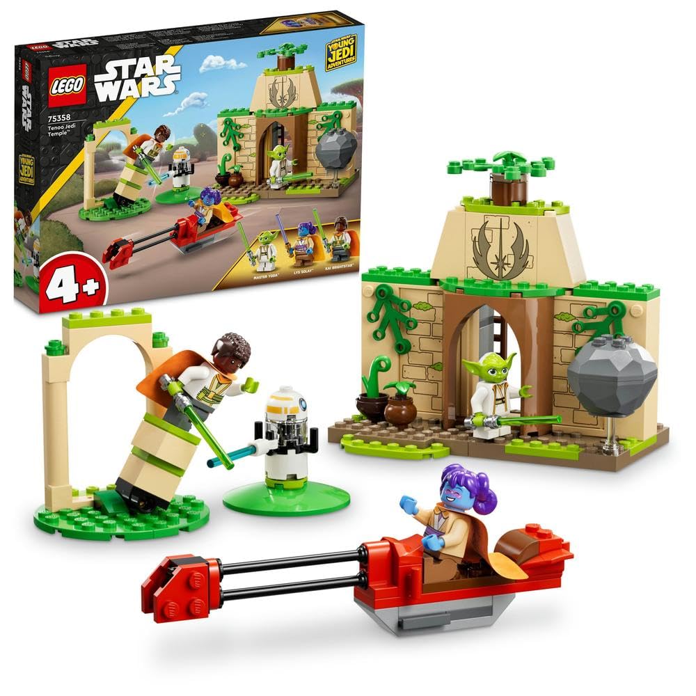 LEGO75358 Star Wars Tenoo Jedi Temple Set with Master Yoda, Lightsabers, Droïd Figure and Speeder Bike, Building Toy for Kids, Boys, Girls 4 Plus Years Old
