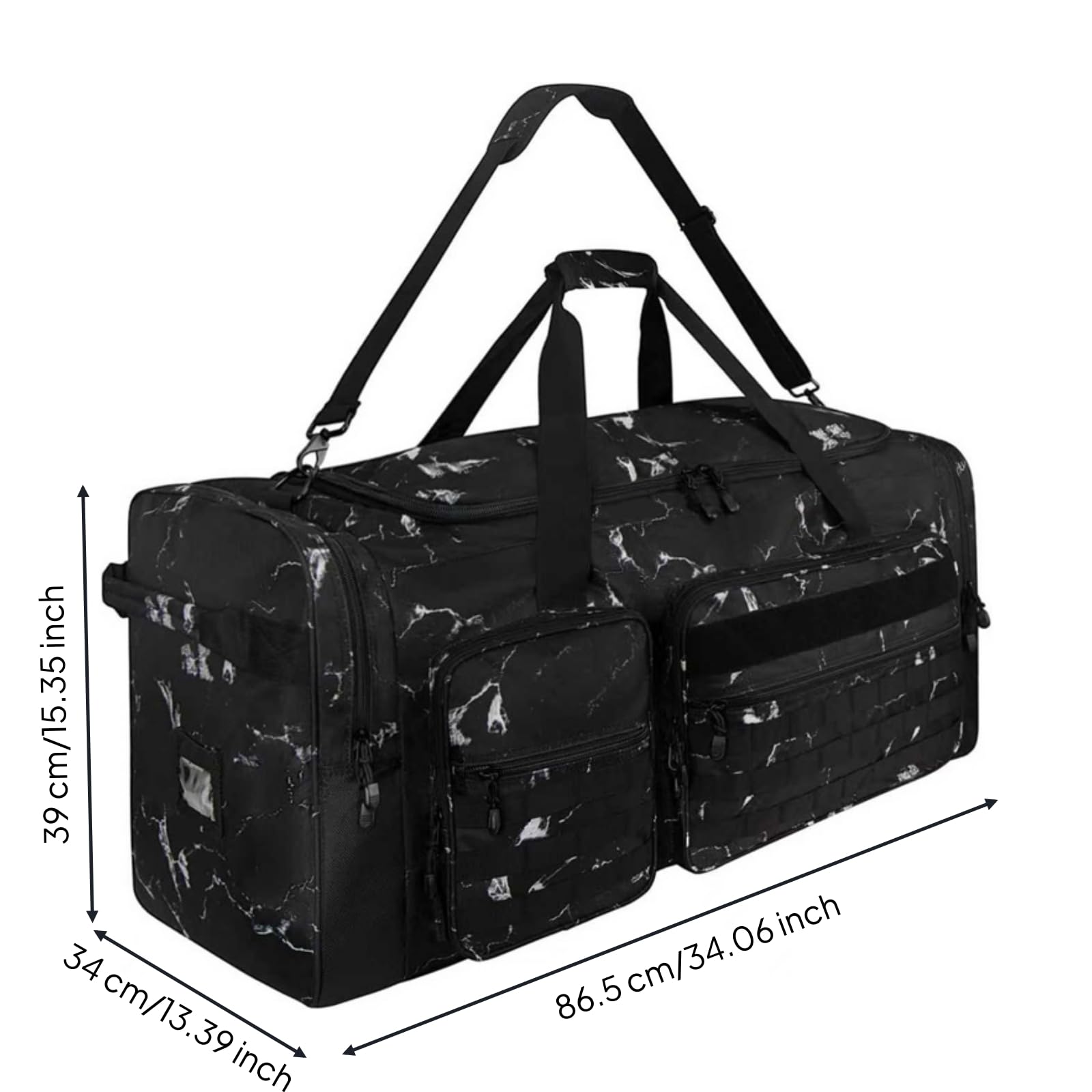 Borsone con Tracolla Regolabile Impermeabile Borsone con Tasche Laterali Multitasche Borsa da Baseball per Allenatori, Viaggio, Allenamento, Partite, Array, Stampa Marmo