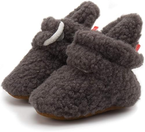 Miniatura 4 de Bellocasa Botines de forro polar para bebés, niños y niñas, pantuflas antideslizantes con agarre suave, zapatos de calcetín para recién nacidos,