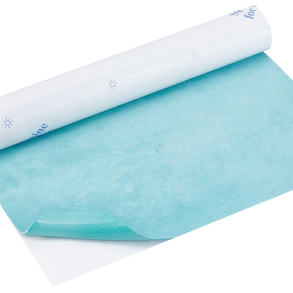 NBEADS 1.64 Yards Suede Wrap for Car Interior, 12.4Inch Aqua Self-Adhesive Suede Fabric Roll with Adhesive Backing Repair Material for Sofa Patches Car Seat Bed Leather Decor