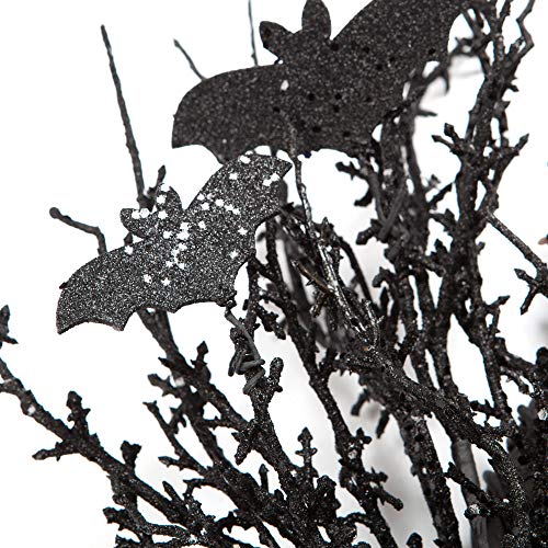 18 Inch Black Bat Wreath with Glitter Bats - Halloween Decorations4