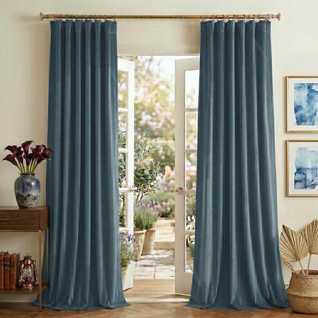 Photo 1 of NICETOWN Velvet Curtains 84 inch Long 2 Panels