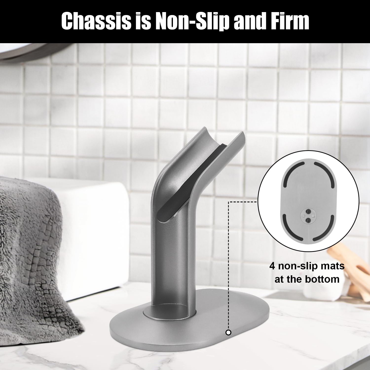 Glätteisen-Halter, kompatibel mit Dyson Airstrait, Desktop-Display-Ständer kompatibel mit Dyson Airstrait Glätteisen, Desktop-Organizer, kompatibel mit Dyson Haartrockner (Silber)