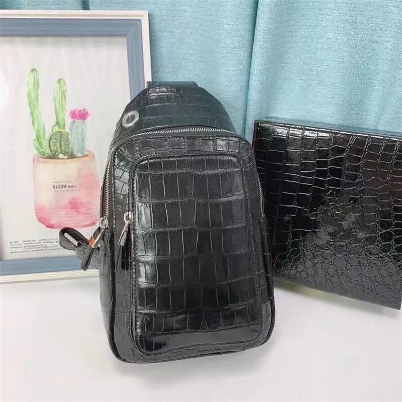 Authentic Exotic Crocodile Belly Skin Men's Casual Chest Bag Messenger Bag Genuine Real Alligator Leather Male Crossbody Bag2