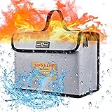 Sunydog Feuer- und Hitzebeständige Lipo-Batterie-Schutzbeutel, Großer Speicherplatz für Batteriespeicher und Ladung mit Doppel-Metall-Reißverschlussbeutel, 26 * 13 * 19 Cm, Bestehend aus