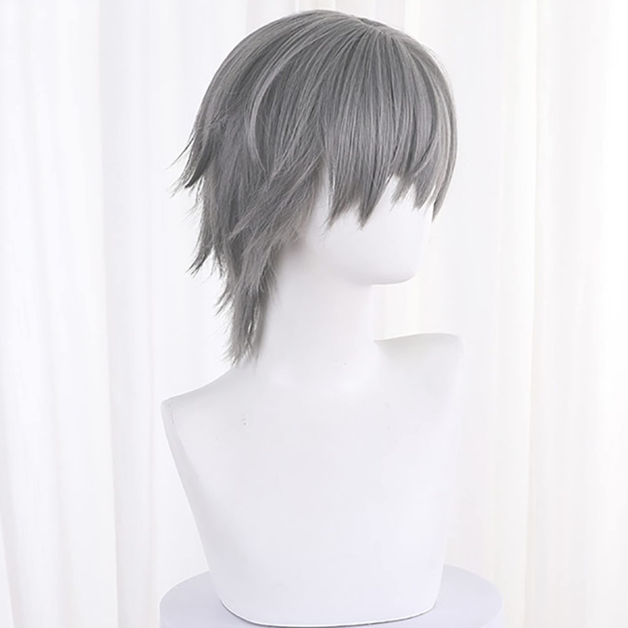 Grey Short Heat Resistant Synthetic Long Hair for Men Halloween Cos Anime Party Comic Con Replacement Wigs - Image 4