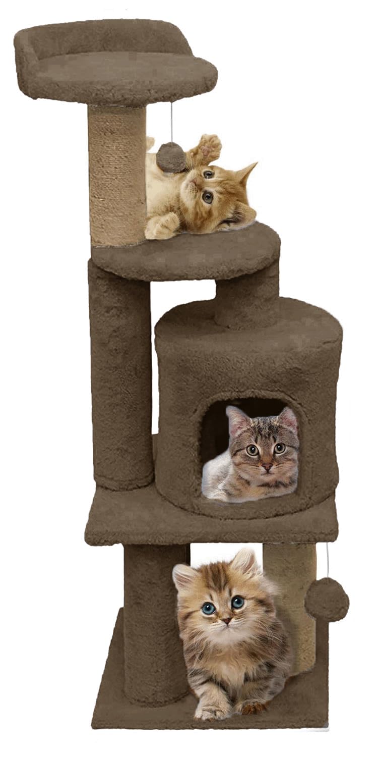 FURRLOVERS Soft Fur Activity Scratching Post/Cat Tree for Kittens & Cats - Natural Sisal -RopeTriple Platform Tower (Height 43 Inch) (Brown - FURR-3FLOOR) (B0D35SPTK7) Amazon Price History, Amazon Price Tracker