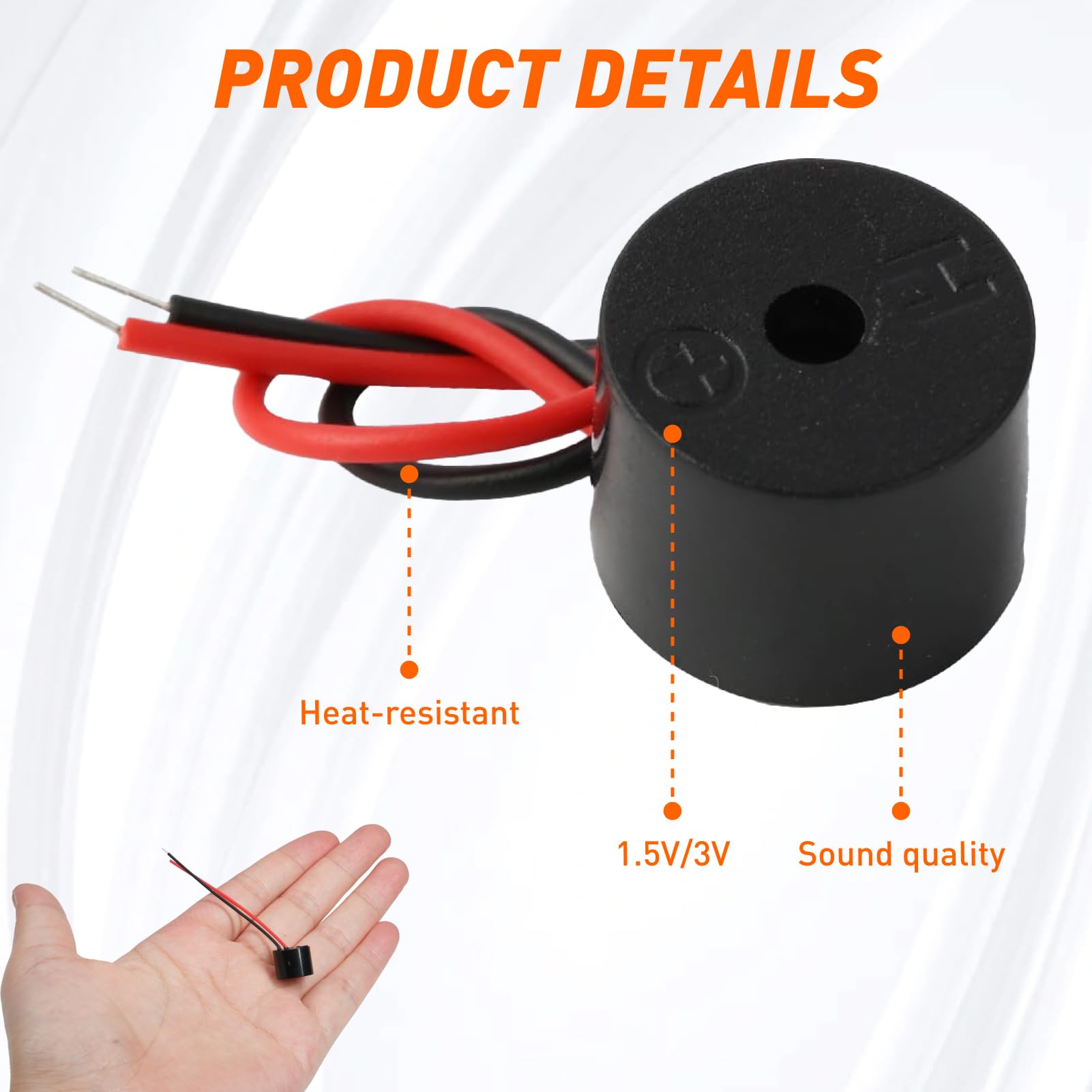 Buzzer attivo elettronico, 20 pezzi, 3-12 V, Piezo Summer 85 dB, lunghezza cavo 60 mm per dispositivi elettronici, allarme elettronico cicalino, segnale acustico elettronico