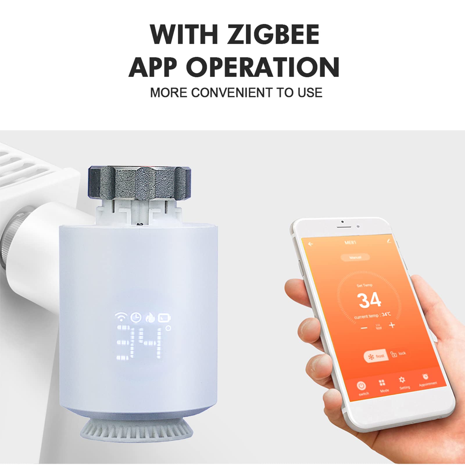 Zigbee TRV Heizkörperthermostat, programmierbares Thermostatventil