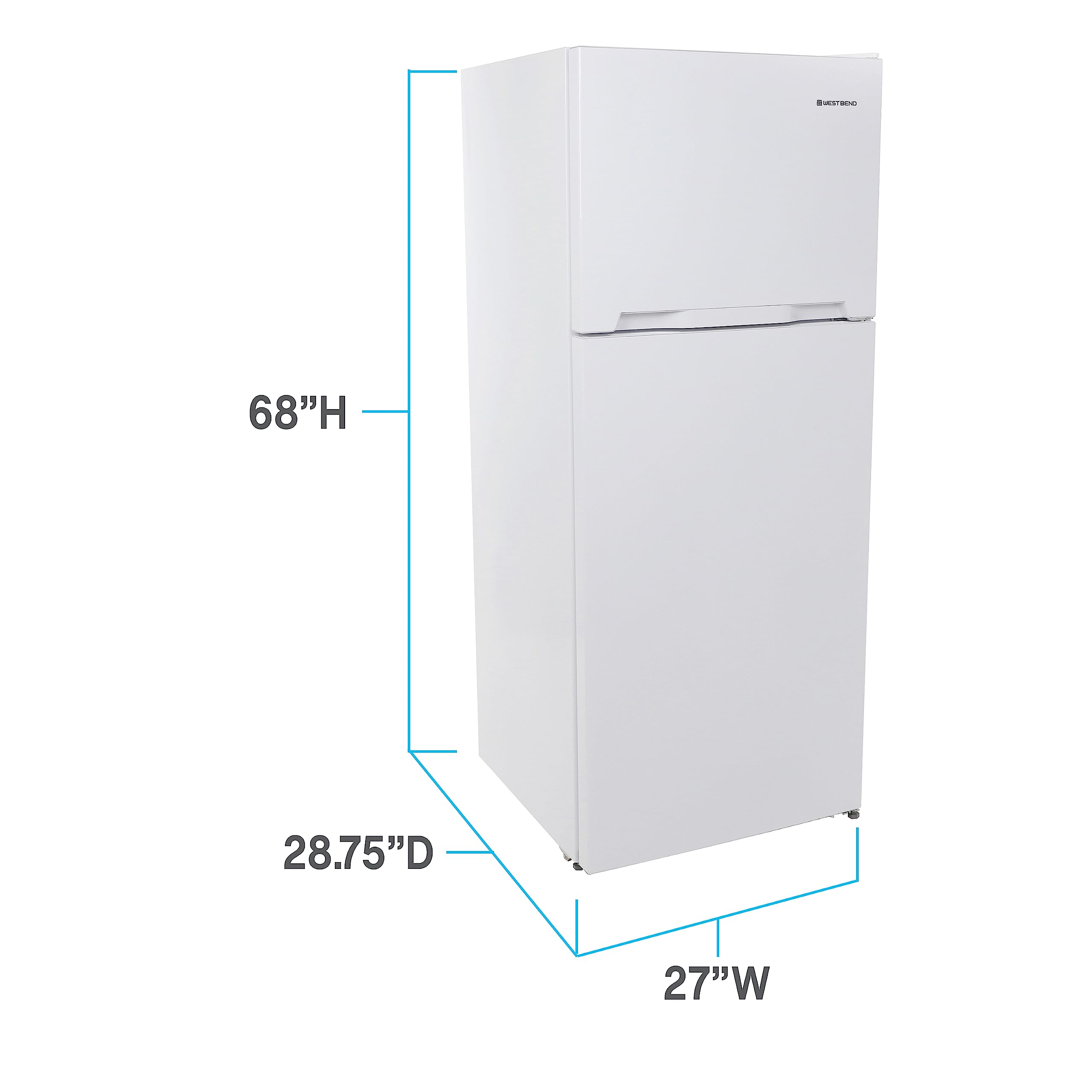 West Bend Apartment Refrigerator Freestanding Dual Door Design Fridge With Top Freezer, Adjustable Electronic Control And Frost Free Defrost, For Condo, House, Small Kitchen Use, 14.3-Cu.Ft, White on Fridge.com - View 6