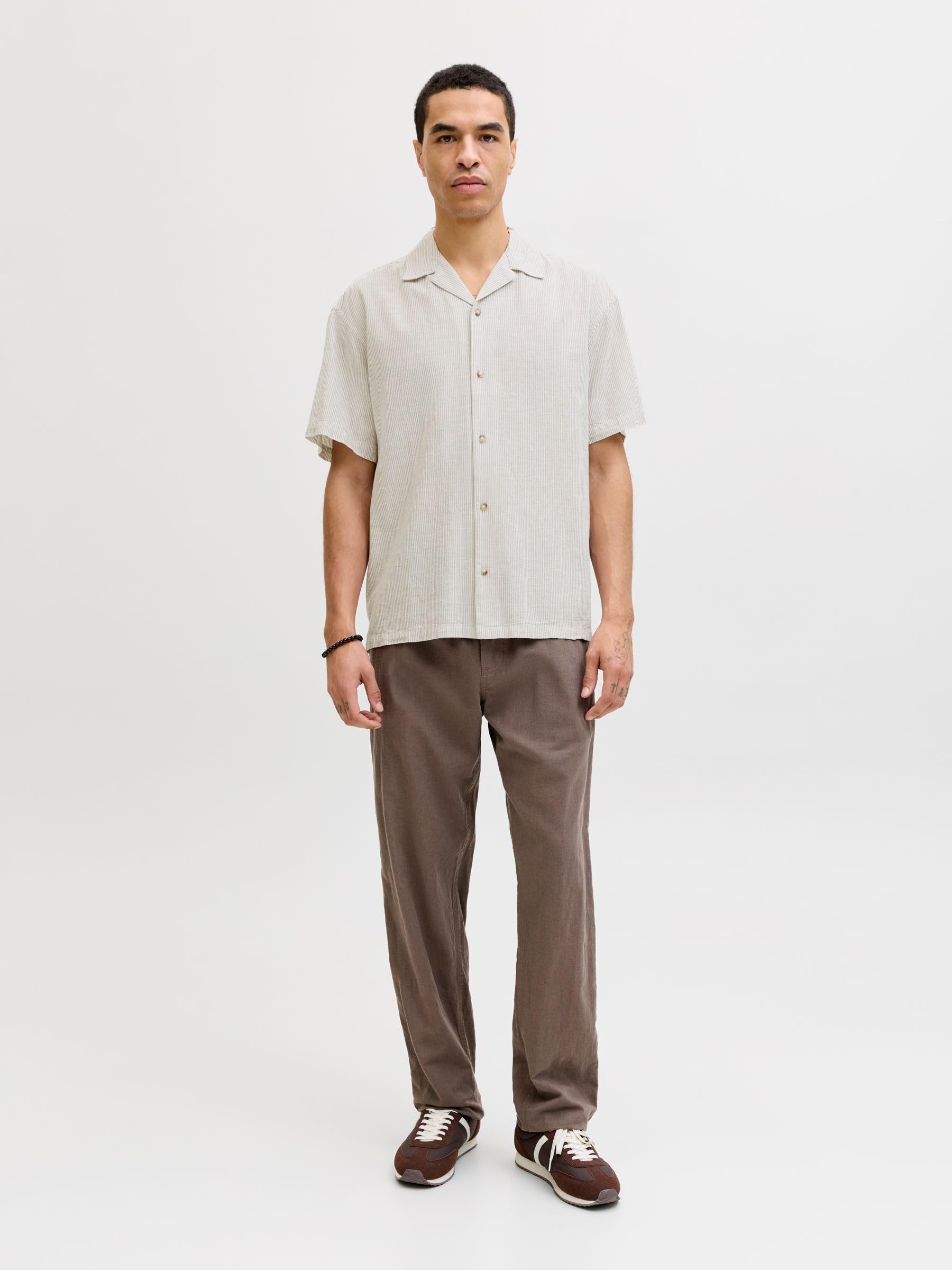 JACK & JONES Jjesummer Linen Blend Resort Shirt SS Sn Jjesummer Linen Blend Resort Camiseta SS Sn Hombre (Pack de 1)