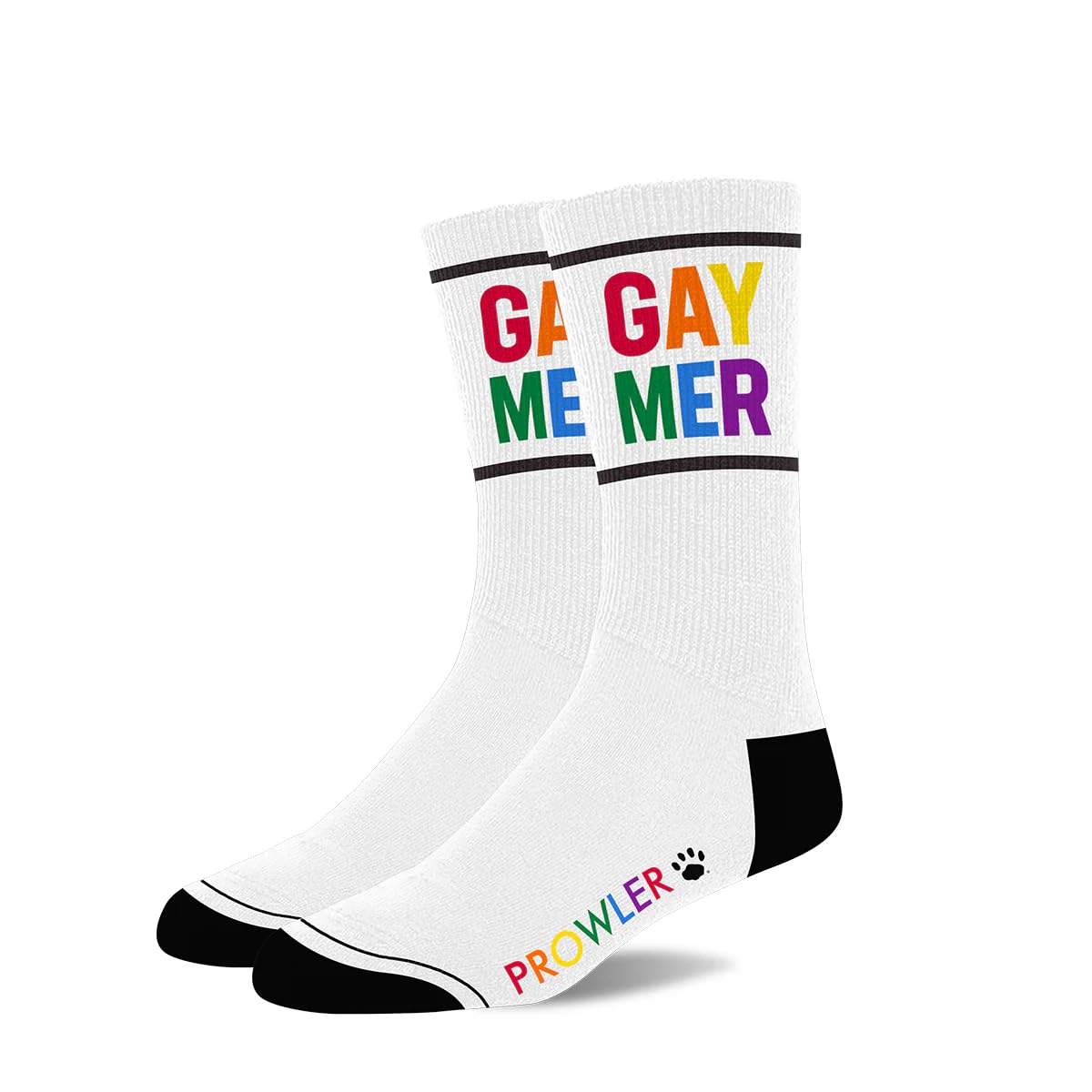 Prowler Men's Pride Red Gaymer Socks – Rainbow Gamer For | Fun Novelty Gay With Gaymer Lettering Paw Print Logo | Comfortable Cotton Blend Crew Socks