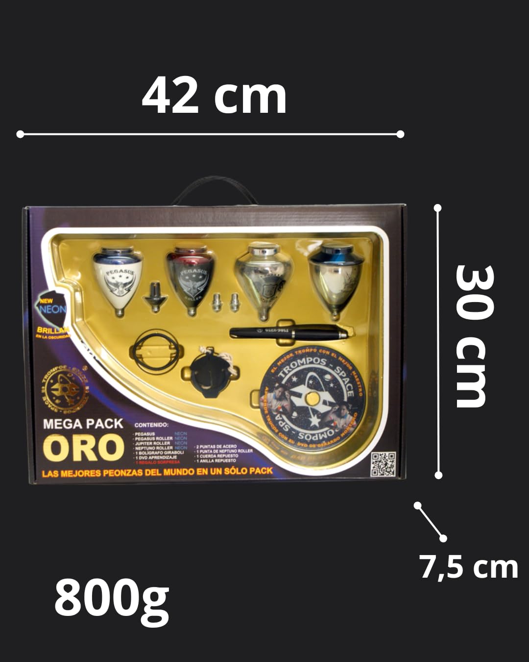 Xtreme Mega Pack Oro Neon - Maletín peonzas, color oro neón (Space 008000041)