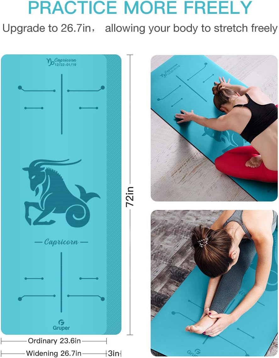Gruper Thick Yoga Mat Non Slip, Large Size 72"L x 32"W, Premium Exercise & Fitness Mat with Carrying Strap and Bag,Workout Mats for Home