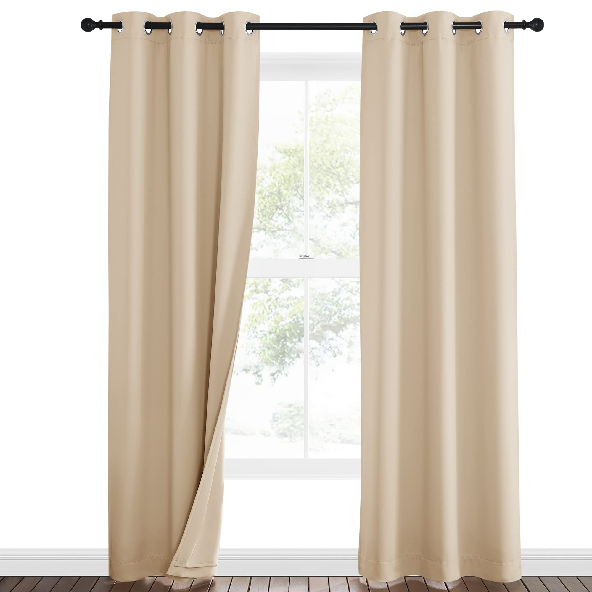 NICETOWN Living Room Noise Reducing Curtains, Privacy Protection & Completely Shaded Ring Top Drapes, Sound Preventing Insulated Window Treatment