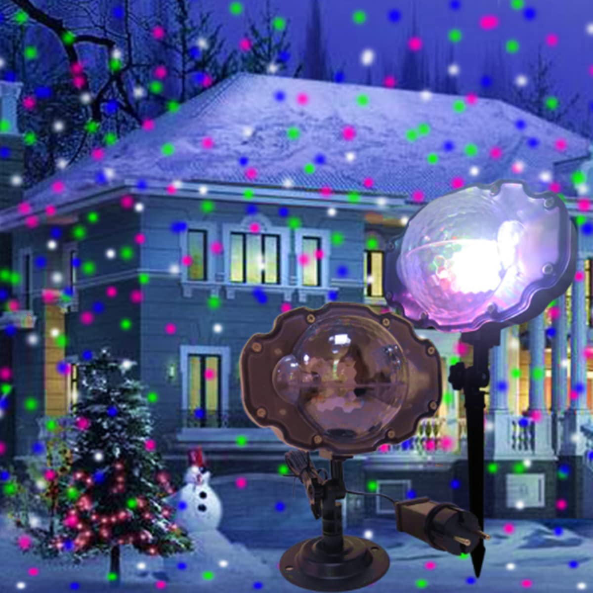 Snowflake Projector Light, EONYUANGUO Christmas Light Projector, Outdoor Indoor Snowfall Lights with Remote&Timer IP65 Dynamic Snow Effect Spotlight for Christmas Party (F)