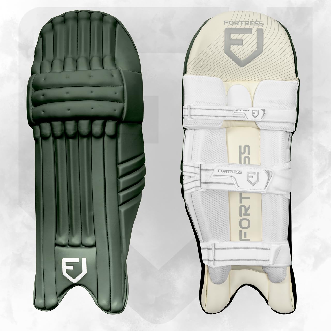Fortress Original 100 Colored Cricket Batting Pads - Trusted by The Pros for The Highest Level of Cricket! | Premium Quality | Test Grade | 5 Colours (Dark Green (Left Handed), Small Adult (16in))
