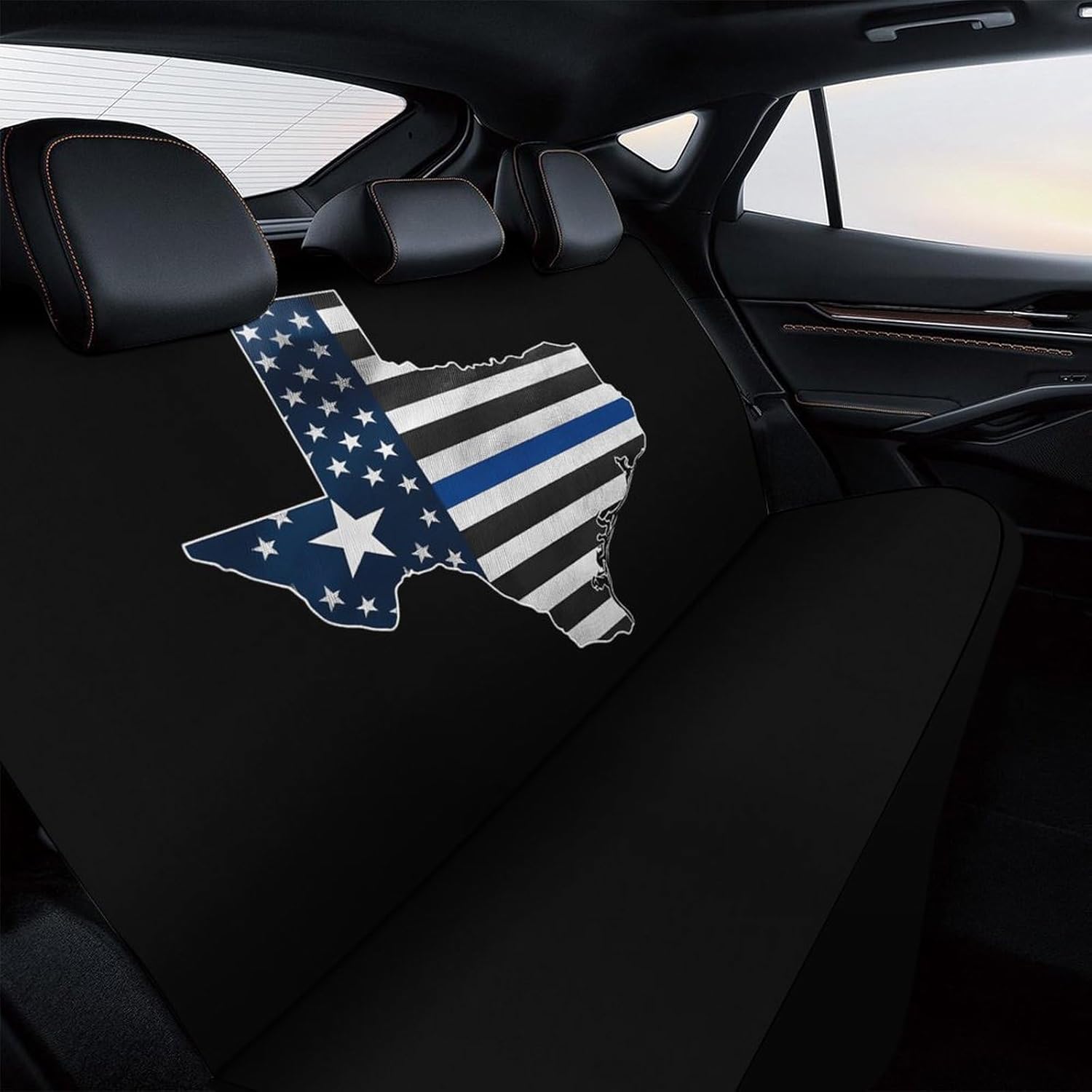 Thin Blue Line USA Flag Texas Map Car Seat Cover for Back Seat Universal Fit Car Seat Protector 120x59x76cm