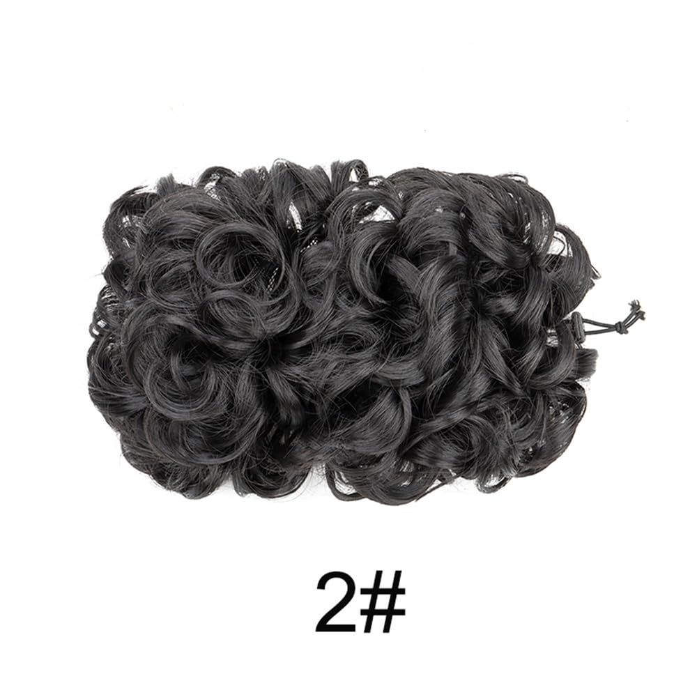 Panino per Capelli disordinato Chignon Sintetico Riccio con Coulisse, Chignon Scrunchie con Clip, Chignon soffice e spettinato Parrucchino a Coda di Cavallo per l'uso Quotidiano(2)