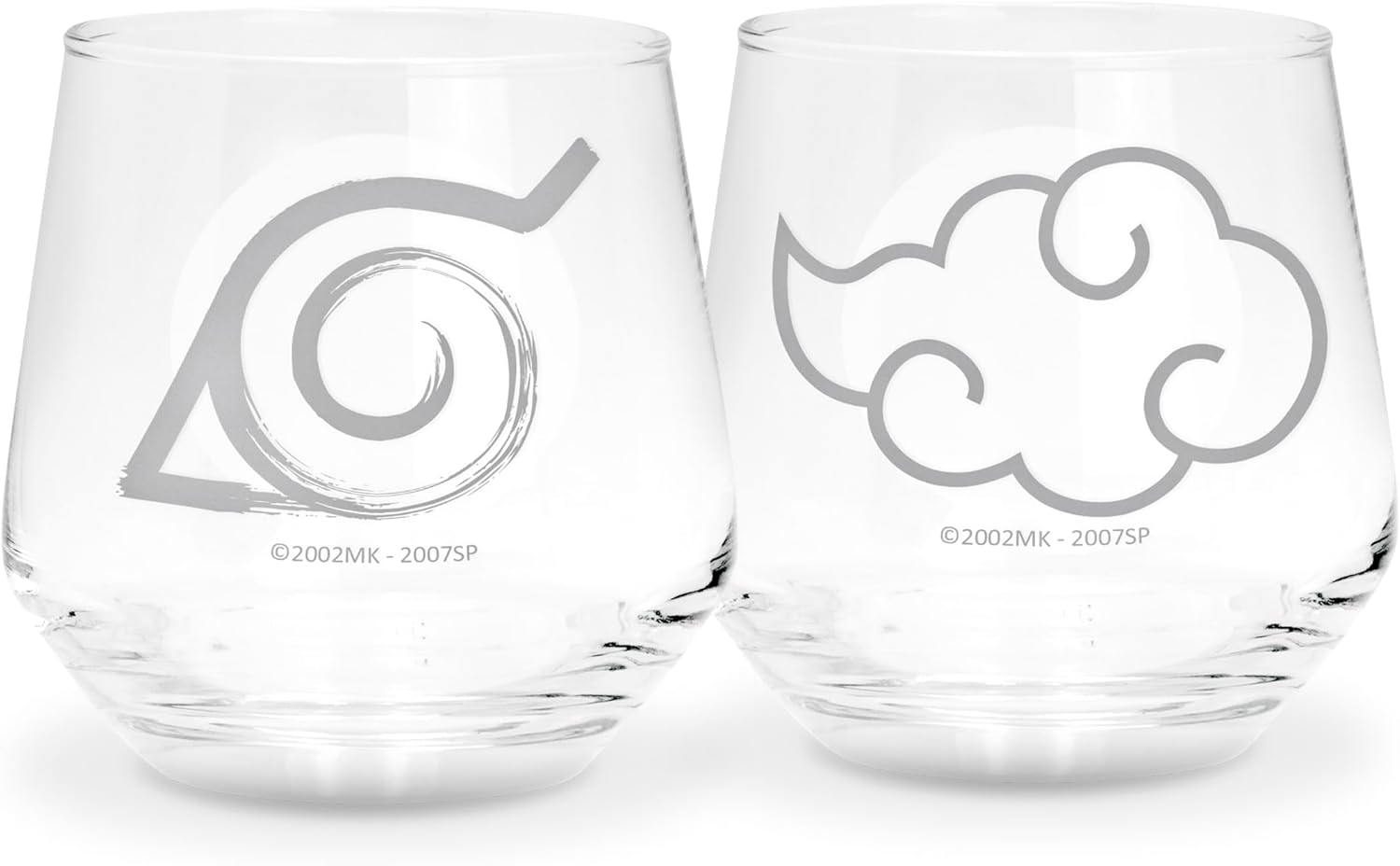 ABYSTYLE Naruto Shippuden Glass Set Konoha & Akatsuki Symbols 10 oz, 2 pcs Anime Manga Drinkware Home & Kitchen Merch