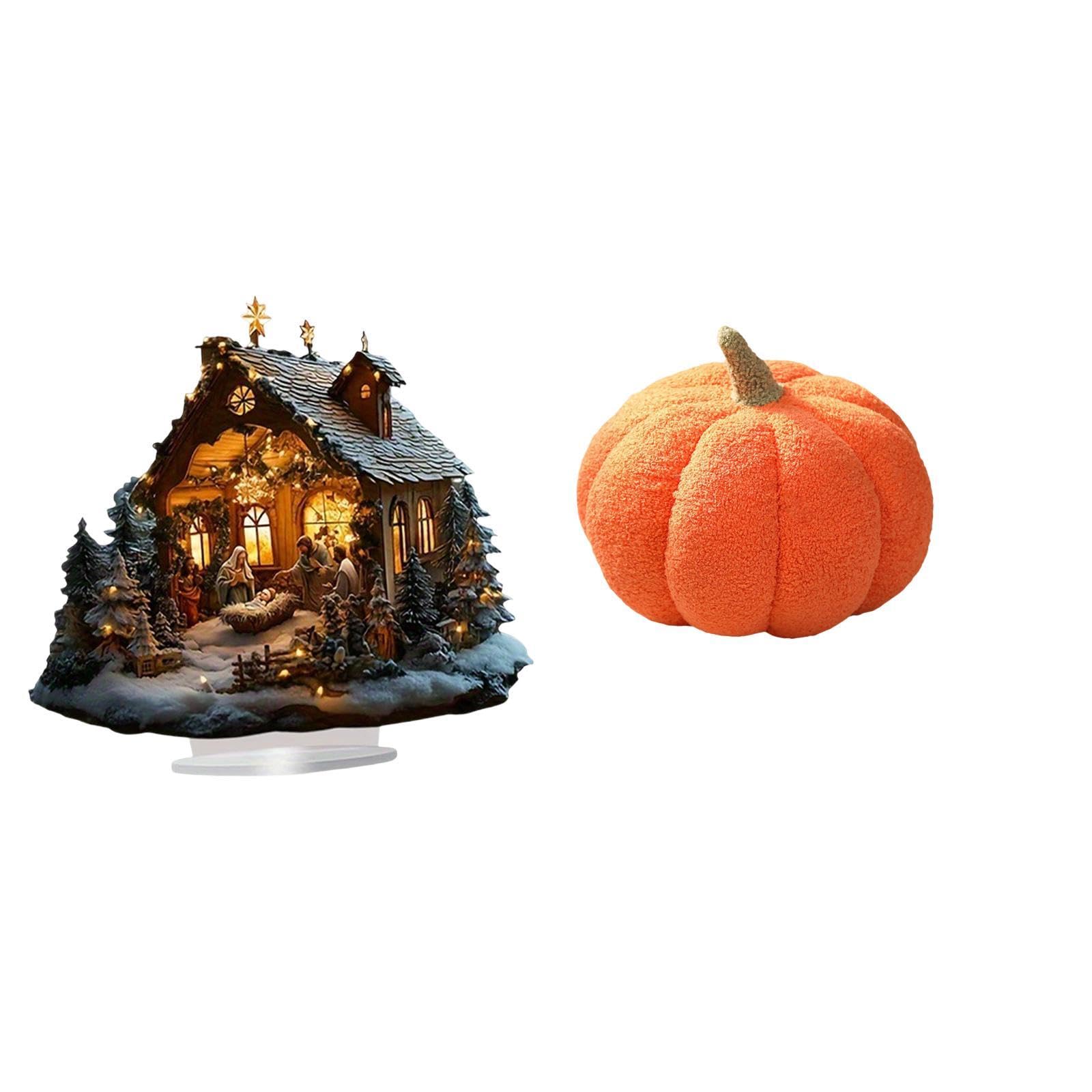 Acrylic Pumpkin Ornament Plush Decorative Table Cushion Freestanding Sofa Decor for Party Home Bookshelf Festival Bedroom Room-image-31