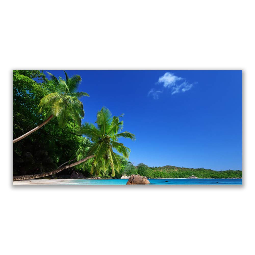 Tableau mural moderne Tulup en verre acrylique finition brillante paysage de palmiers