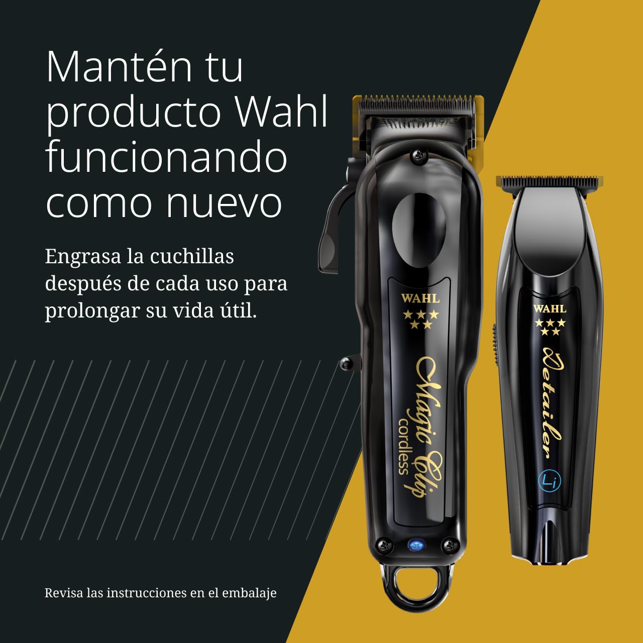 Wahl Cordless Barber Combo - Black Magic Clip & Detailer Li, Cuchillas de Titanio, 100 Minutos de Autonomía