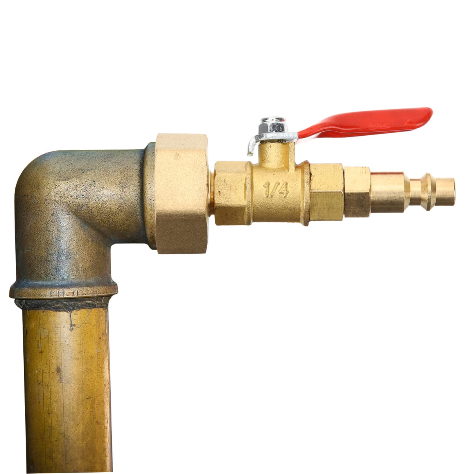 Adattatore di Scarico Filettato Interno 1/4 in Ottone per Rv | Raccordo Rapido Valvola a Sfera, per Blowout Invernale, Adatto a Acqua e Impianti su Barca