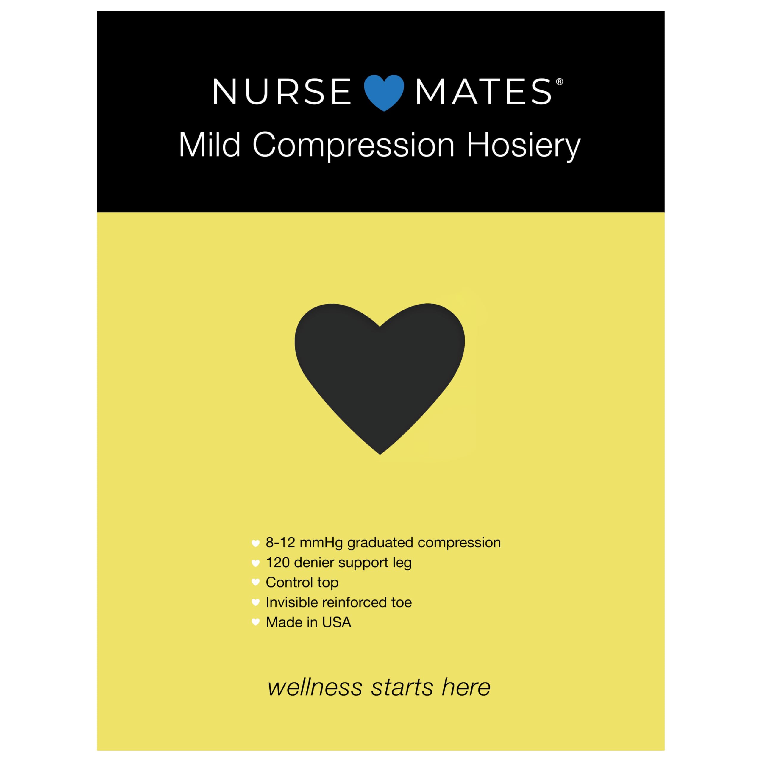 Nurse Mates Mild Graduated Compression Support Pantyhose | 8-12 mmHg | Reduce Leg Fatigue | Re-Inforced Toes | 1 Pair