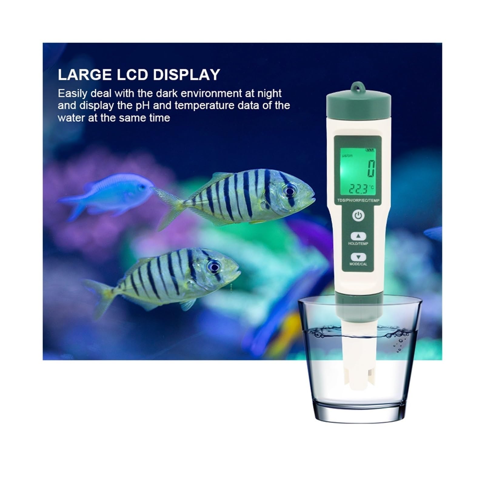 Kit per l'analisi dell'Acqua, 10 in 1 PH/TDS/EC/SALE/TEMP/SG/ORP/H2/Fertile/Resistività Tester di monitoraggio della qualità Acqua for Piscine, Potabile, acquari