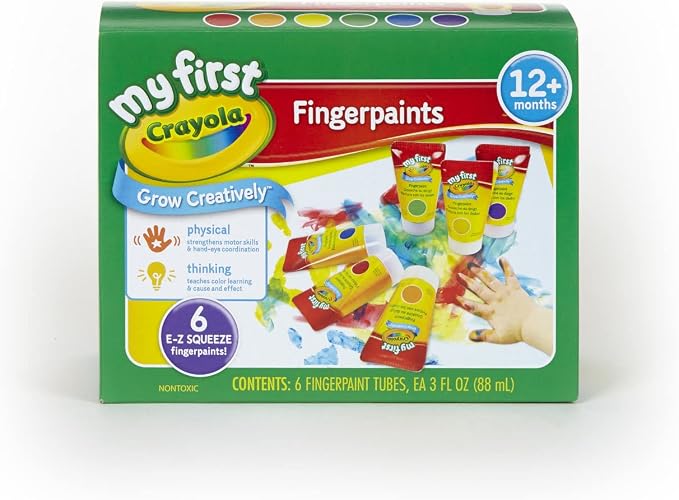 Crayola My First Washable Fingerpaint Kit: 6 Tubes of Bright, Vibrant Colors for Little Artists