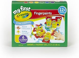 Crayola Washable Finger Paints (6 Pack), Toddler Arts & Crafts Supplies, Gifts for Kids, Ages 1, 2, 3