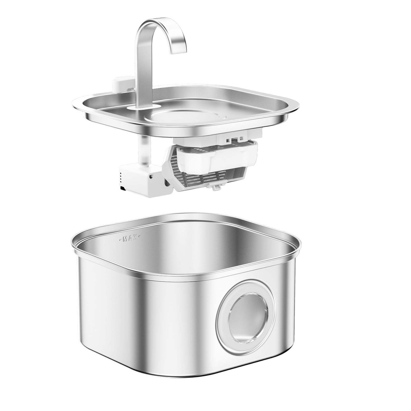 Fuente para Gatos de Acero Inoxidable con arqueado