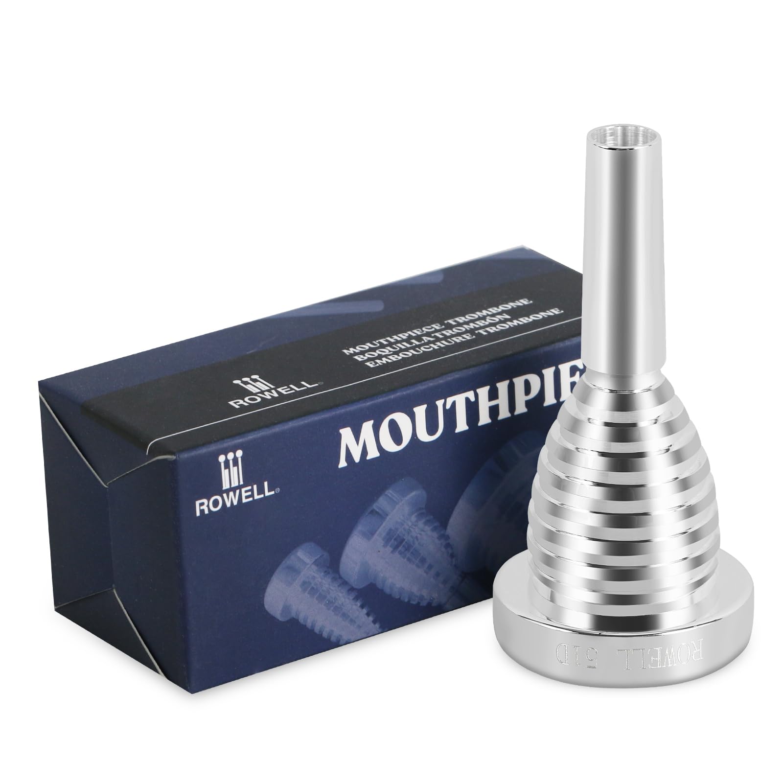 ROWELL Trombone Mouthpiece 51D Trombone Mouthpieces Brass Trombone Mouthpiece Sliver Plated Trombone Mouthpiece Compatible with Beginners and Professionals Trombone Accessories