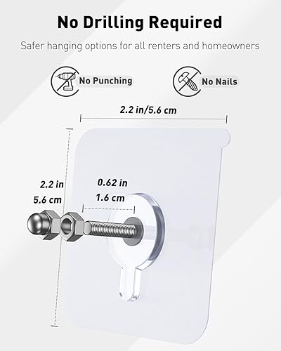 Miniatura 3 de Uniclife 20 ganchos autoadhesivos para imágenes, ganchos de pared adhesivos de 0.63 pulgadas para colgar fotos de 26.5 libras, ganchos de pared