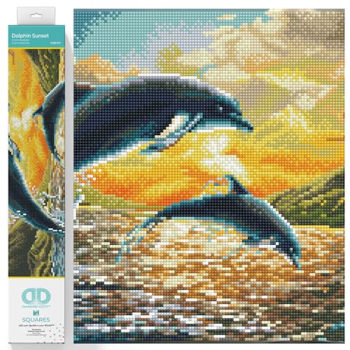 Image of DIAMOND DOTZ Dolphin Sunset Diamond Painting Kits for Adults - Diamond Art Kits a Relaxing Creative Craft Kit with Dotz Gems 12.4x16.5