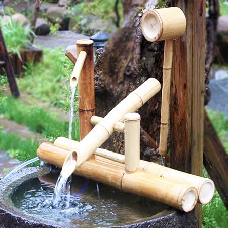 Japanese 3 In 1 Bamboo Handmade Water Feature Fountain - Foto 11