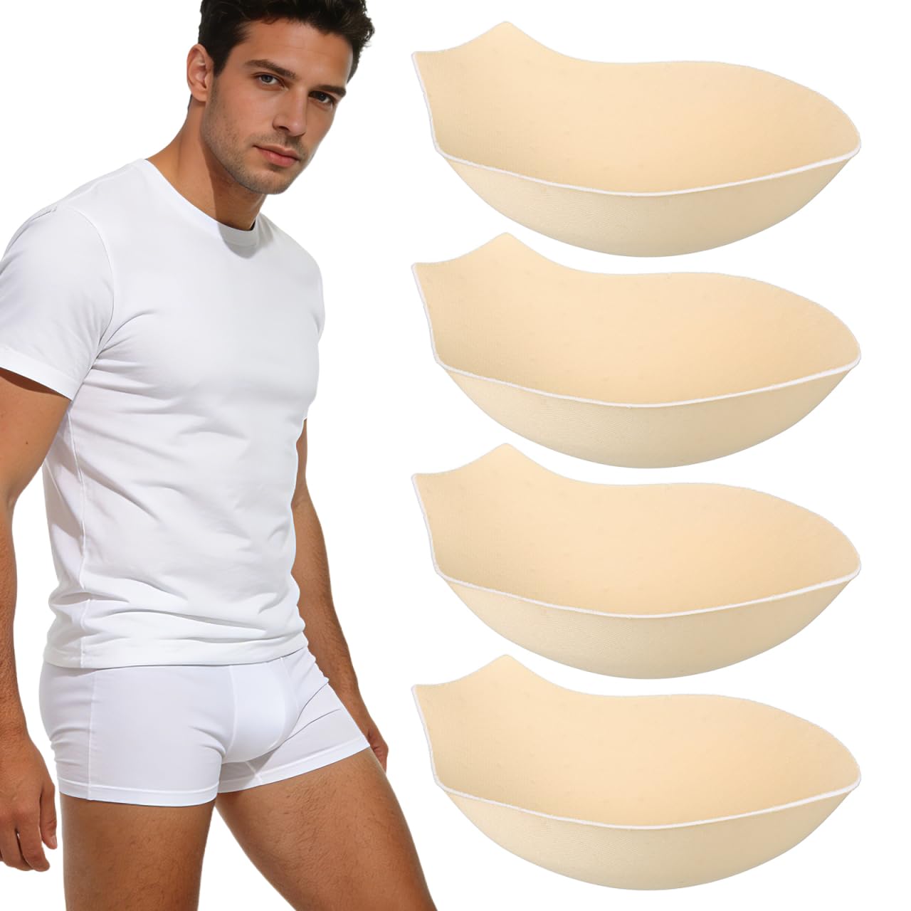 4 Pack Mens Underwear Swim Briefs Sexy Enlarged Sponge Mats Swimwear Coasters Trunks Thongs Cups-image-48