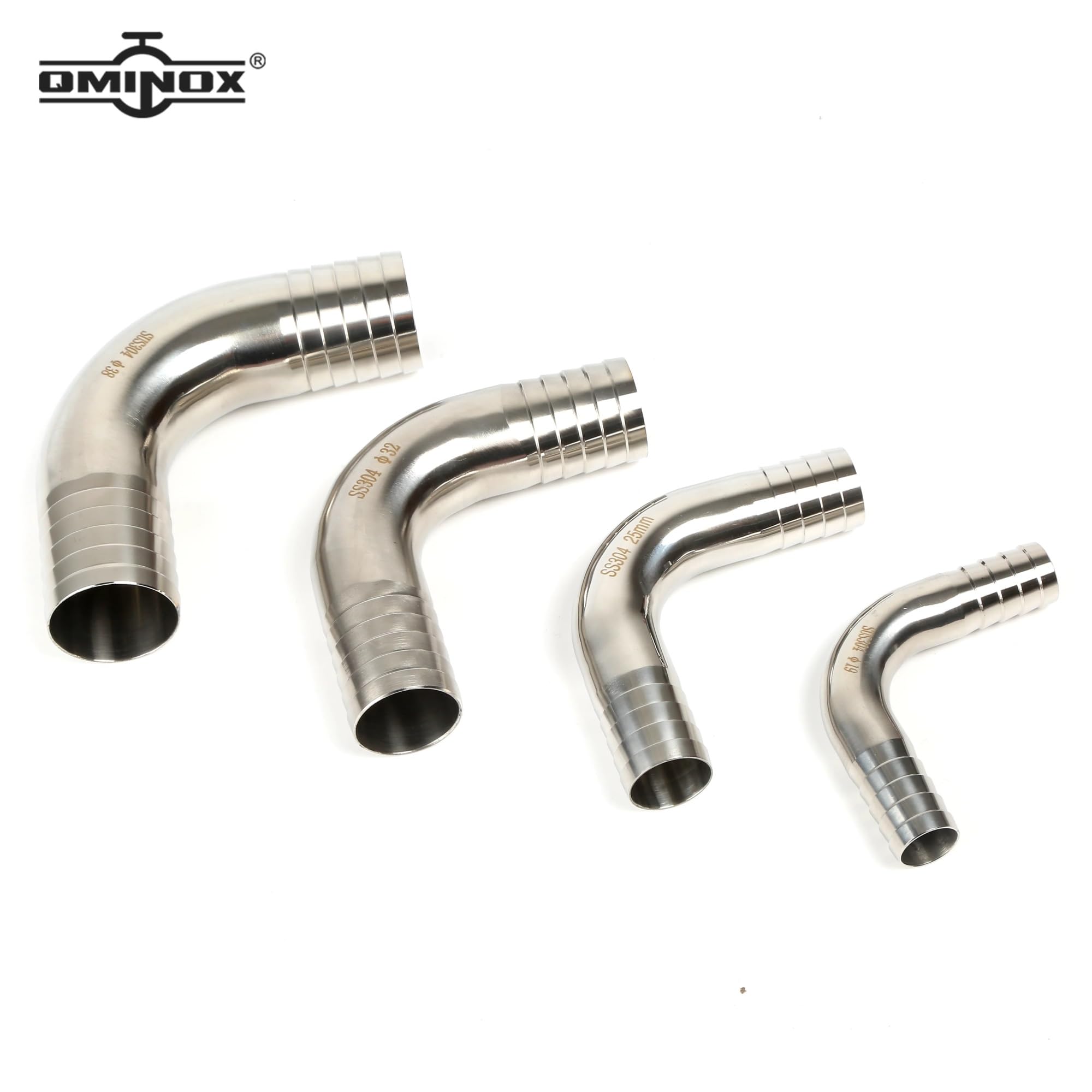 SS304/SS316L Schlauchanschlussbögen 90-Grad-Bogen mit Schlauchadapter 12,7 MM-102 MM(OD45MM 217.2g)