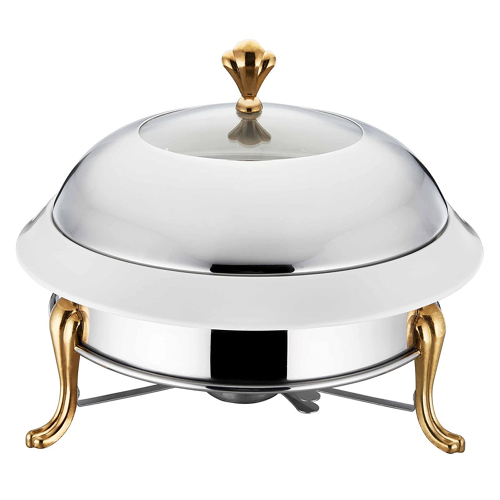 Calentador de Alimentos Redondo para Catering, Bandeja para Buffet, Estufa de Vino, baño maría para Cocina, Fiestas, cenas, Bodas, Eventos, Blanco, Dorado, Acero Inoxidable, cerámica - 24