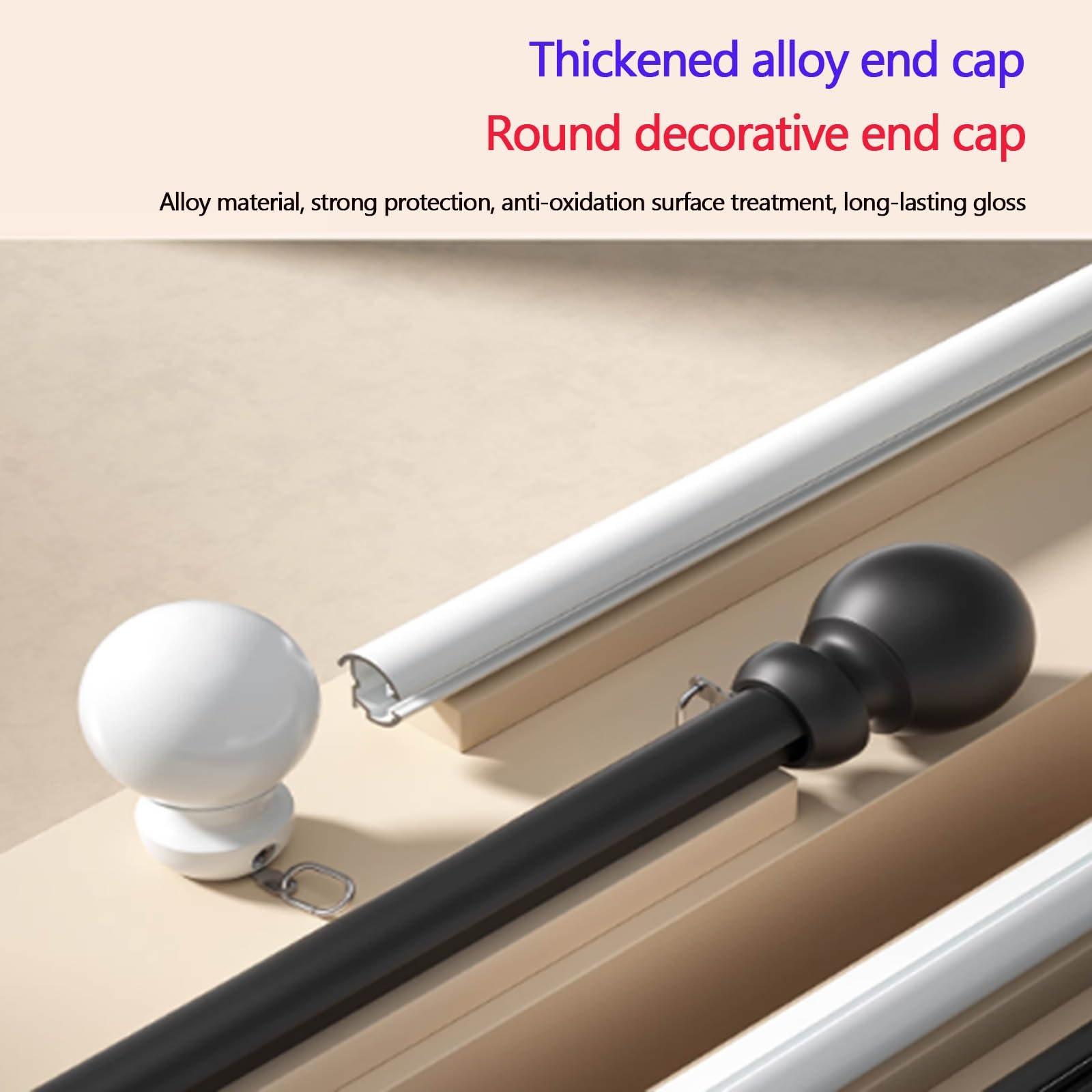Ausziehbare Vorhangstange mit Rundkappen Robust und Einfach zu Bedienen Metall Gardinenstange für Scheibengardinen Schlafzimmer Wohnzimmer(White,360cm-11.8ft)