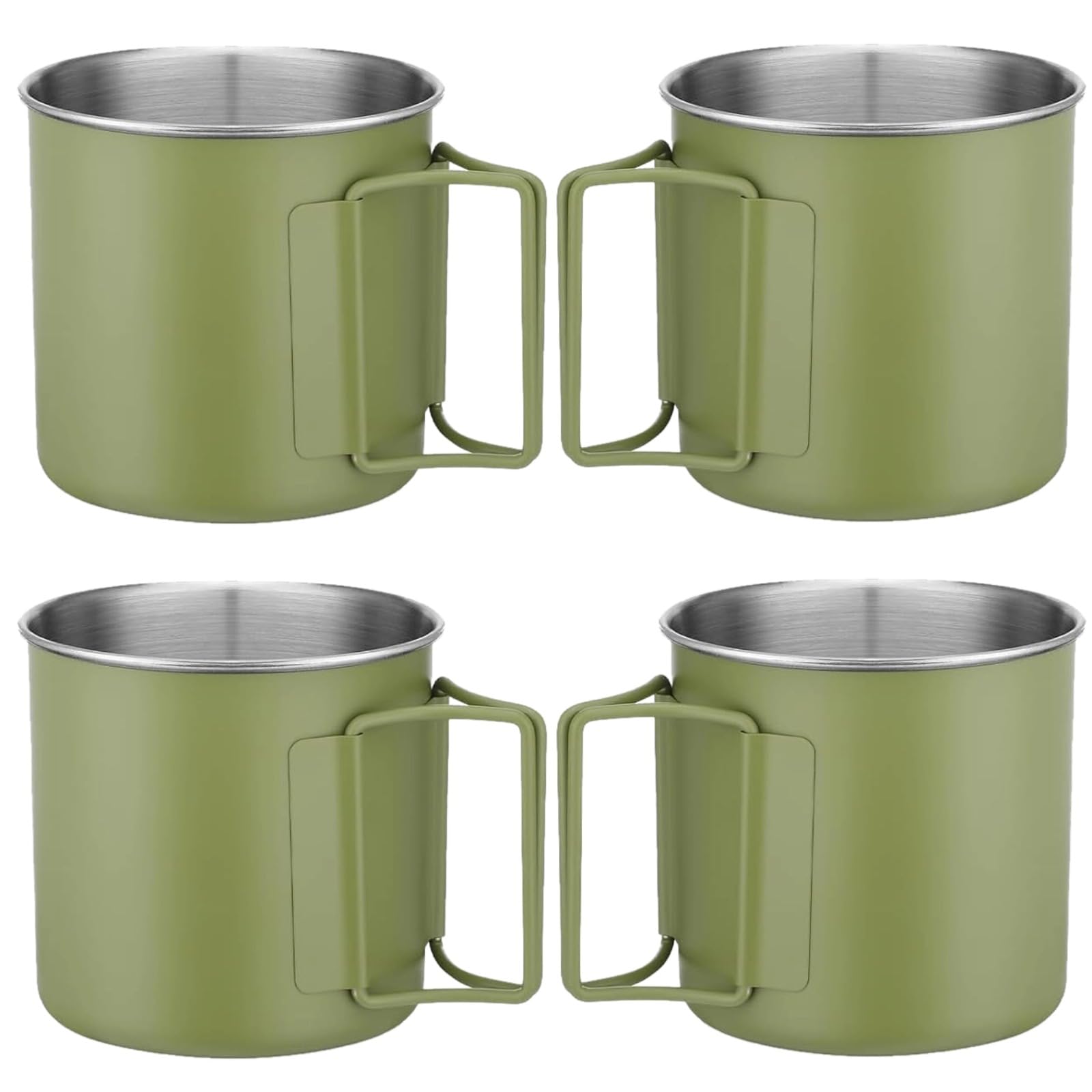 4 Stk. Campingbecher-Set, 8,5 oz Edelstahlbecher aus 304 Edelstahl, tragbare Outdoor-Campingbecher, Becher für Backpacking, leicht zu reinigen, mit glattem Rand, kompakt für Reisen, Matcha Grün