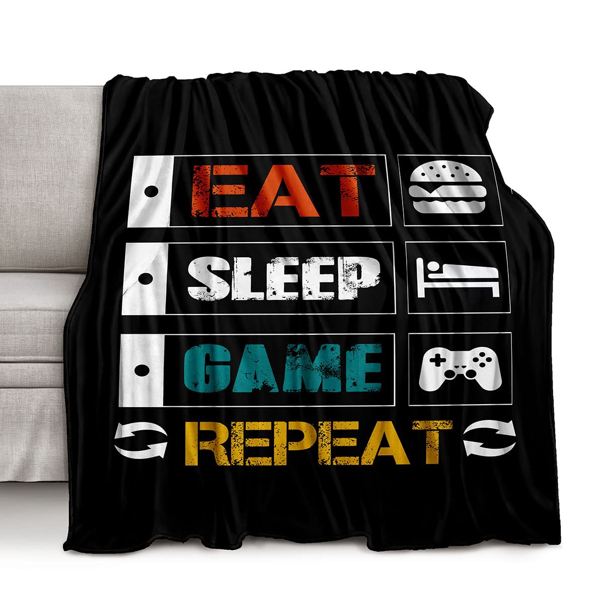 lirs Bedding Gaming Throw Blanket 80" x 60’’ Super Soft, Fleece, Gamer Gift for Couch Sofa for for Kids Boys Teens Video Game (MT-A08, 80’’x60)