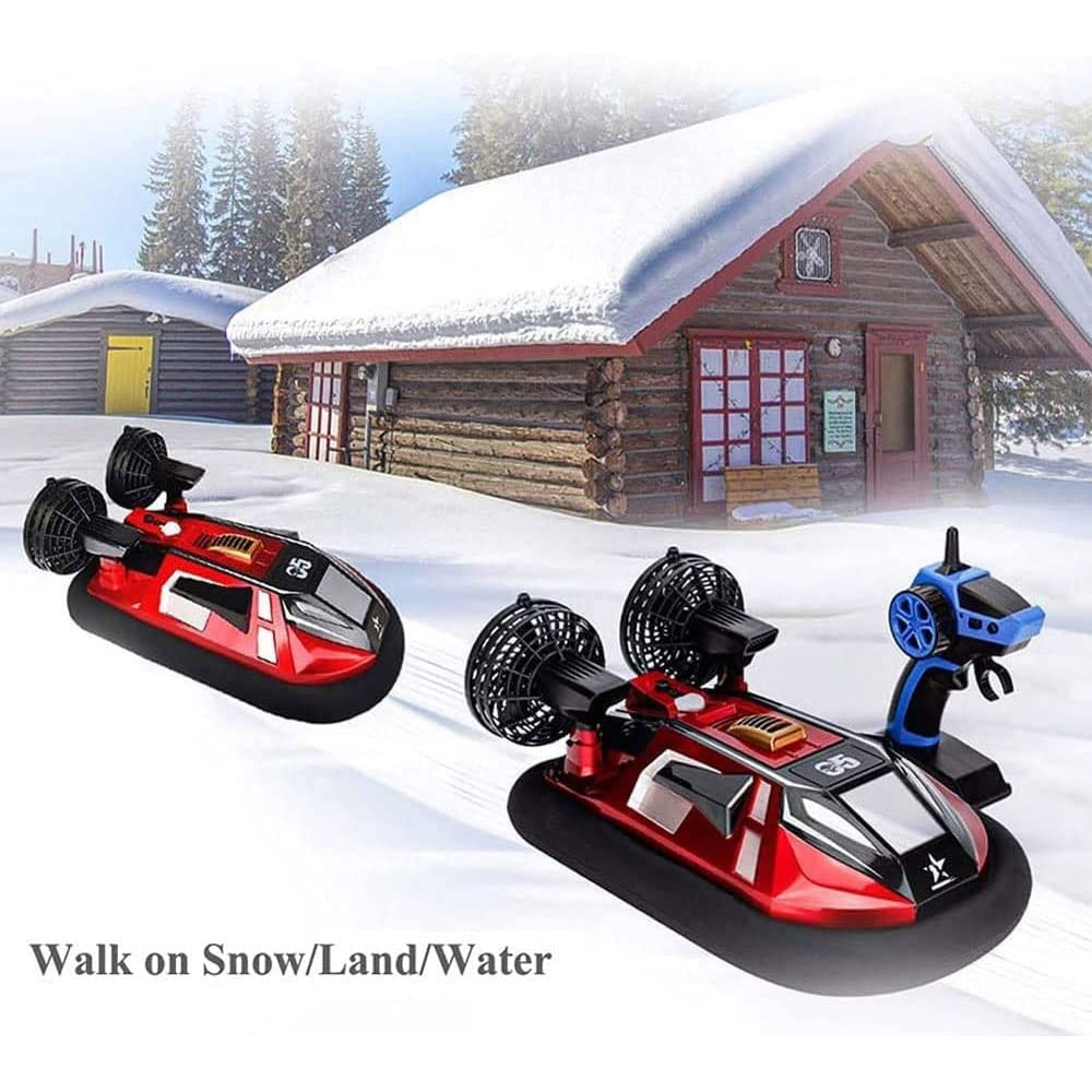 WOLWES RC-Boot Amphibisches Ferngesteuertes Hovercraft, 2,4-GHz-RC-Fahrzeug, Wasserland-Hochgeschwindigkei S-RC-Schiff, Wasserdichtes RC-Boot-Stunt-Elektrospielzeugauto, Kindergeburtstagsgeschenk