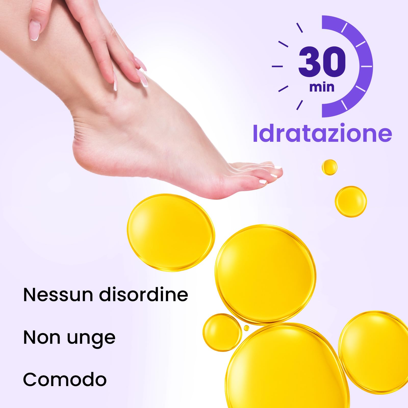 6 Paia Maschera Piedi Idratante con Estratto di Lavanda, Cura per Talloni Screpolati con Burro di Karité, Olio di Jojoba e Vitamina E, Maschera per Piedi Secchi e Screpolati