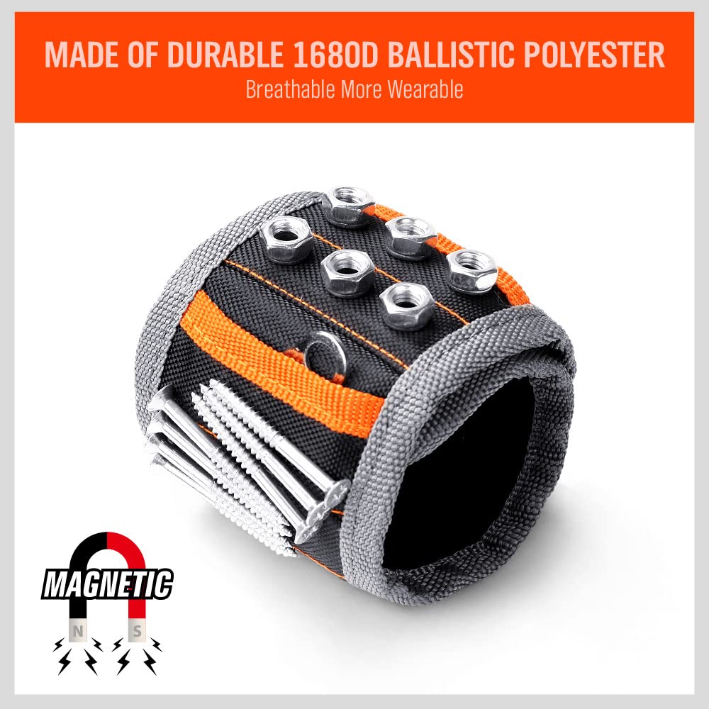 Braccialetto Magnetico Per Lavoro - 2 Pezzi Con 15 Magneti, Regolabile, Per Artigiani E Fai Da Te - Foto 11